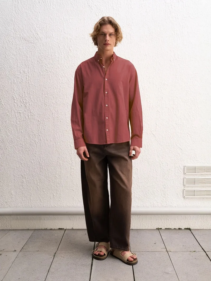 جيستو GIESTO Cotton Oversized Button-Up Shirt
